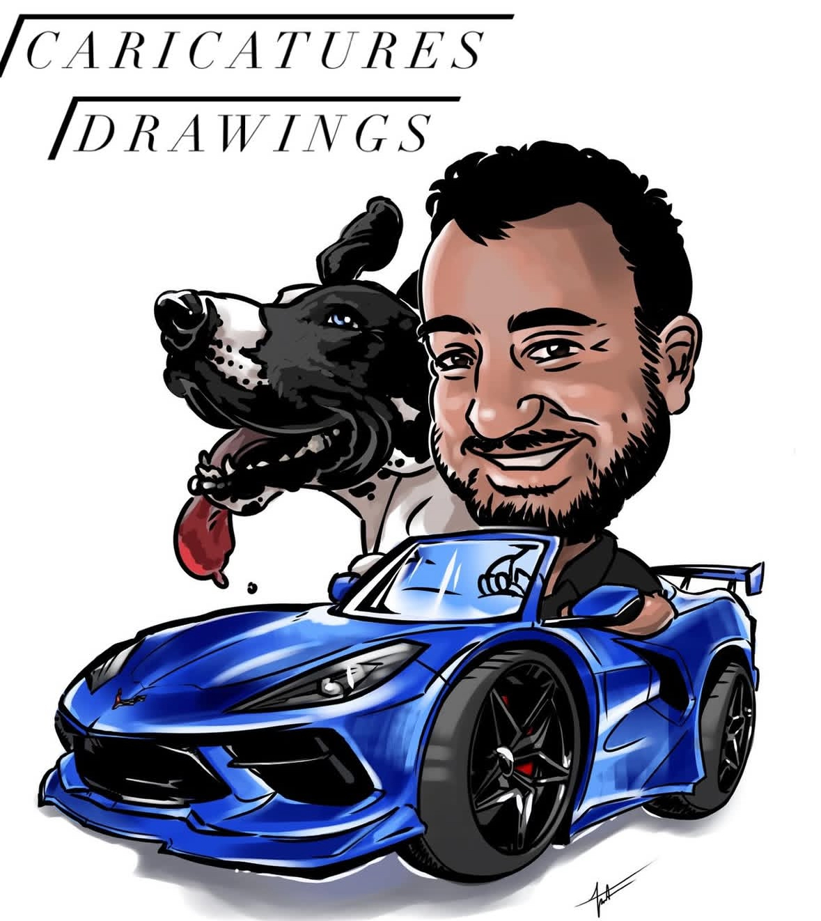 Caricature with Car